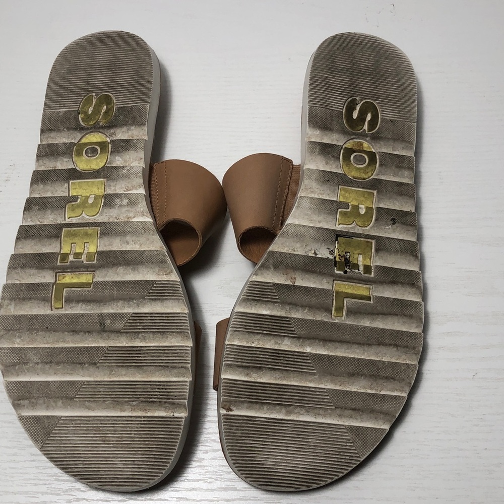 Sorel Ella II Leather Slide Sandal Tan Women’s Size 8 - Picture 11 of 11